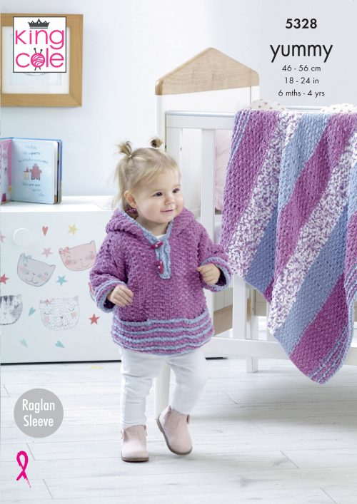 King Cole Yummy & Comfort Chunky - Cardigan, Hooded Over Top & Blanket (5328)