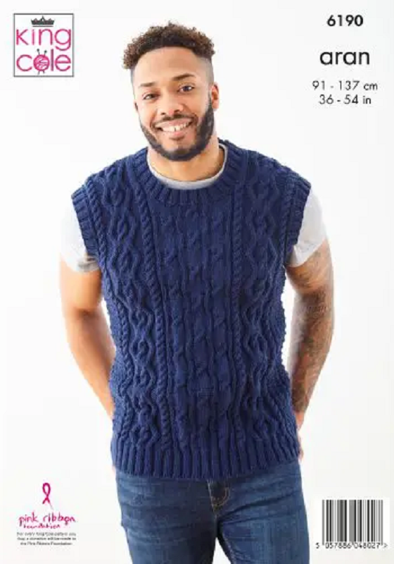 King Cole Big Value Aran - Sweater, Slipover & Hat (6190)