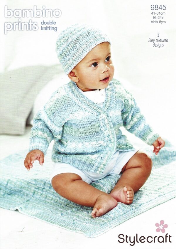 Stylecraft Bambino Prints DK - Cardigan, Hat & Blanket (9845)