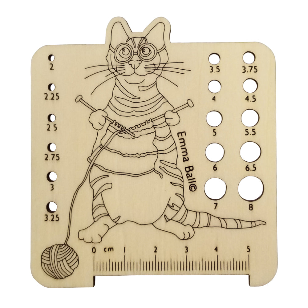 Emma Ball - Wooden Needle Gauge - Kittens in Mittens