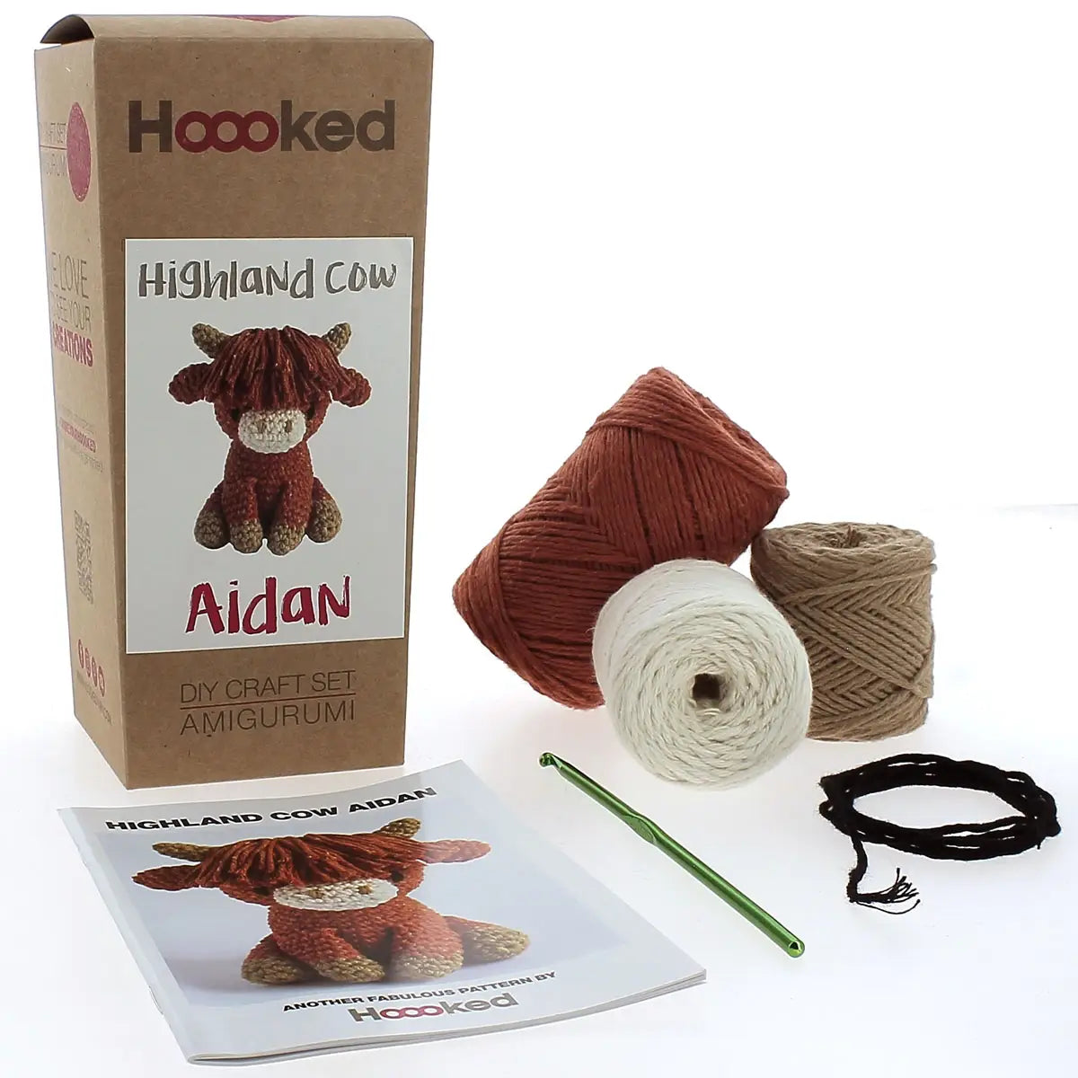 Hoooked Amigurumi Crochet Kit - Aidan the Highland Cow